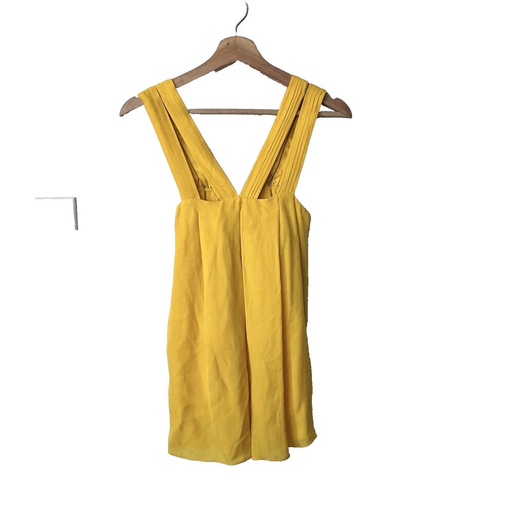Alice + Olivia M silk blouse yellow double strap babydoll sleeveless top